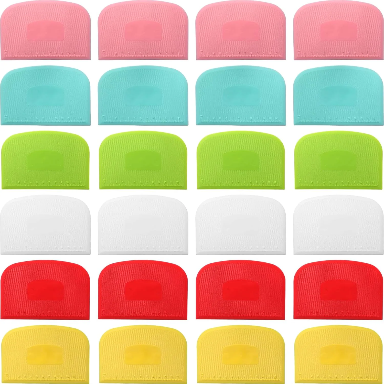 Environmentally Friendly Uiifan 24 Pcs Plastic Bench Scraper with Scale Flexible Dough Multipurpose Cake Cutter Pizza Dough Spatula Food Scraper Tool Gift for Bread Pastry Authentic