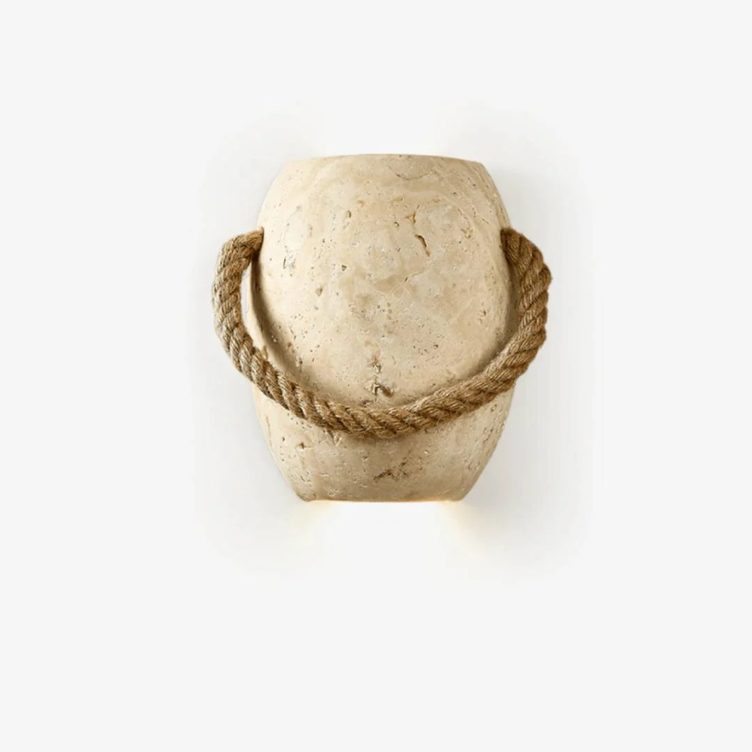 Organic Braided Rope Travertine Wall Lamp Recyclable