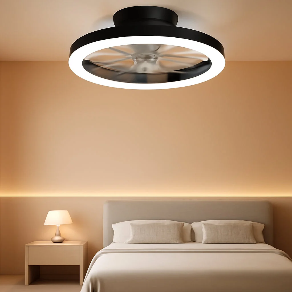 Excellent 20Inch Black Contemporary Ceiling Fan With Lighting Fashionable