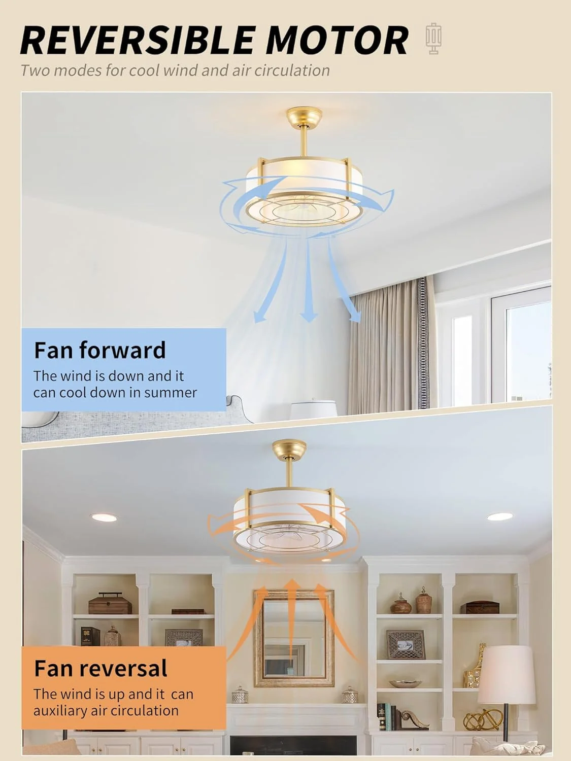 Superior Gold Twenty Inch Boho Iridescent Crystal Ceiling Fan Original Design