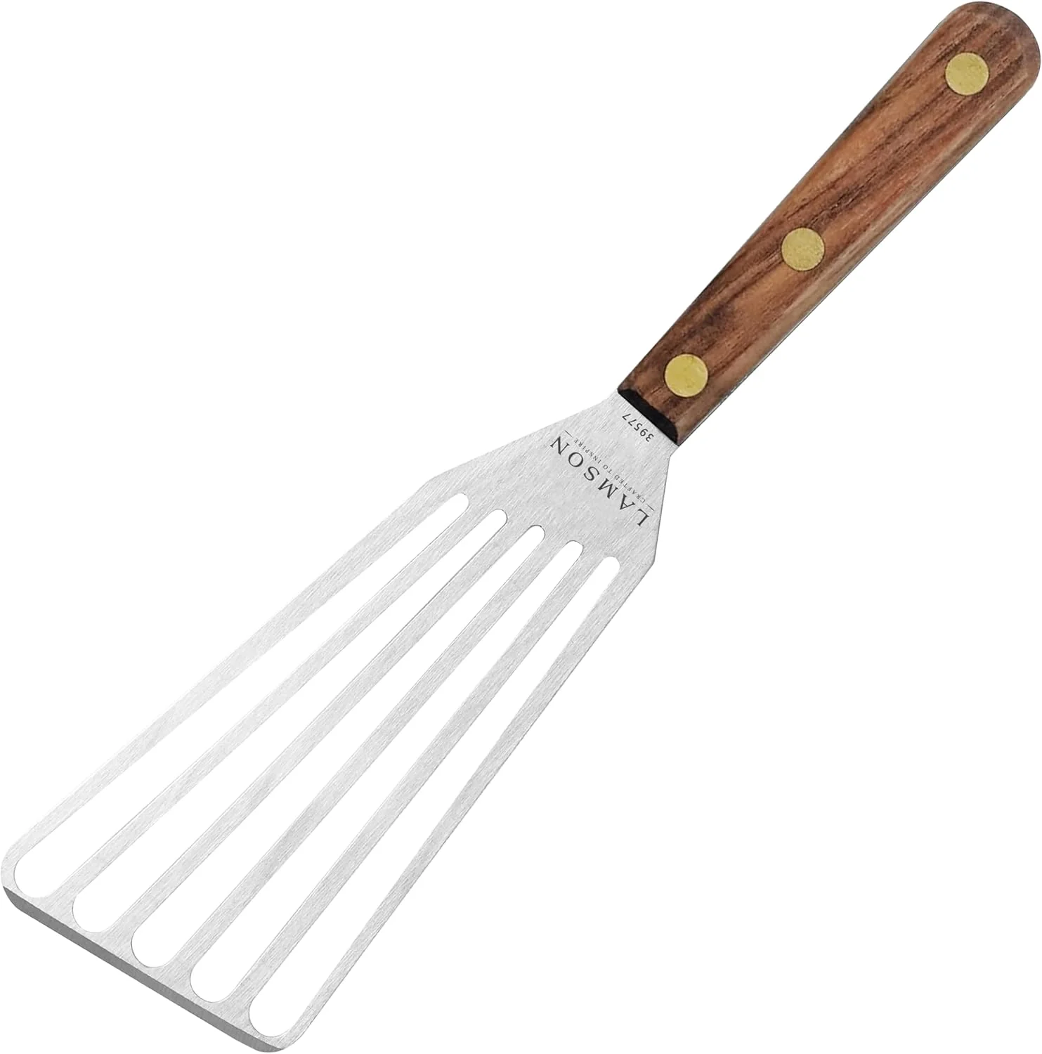 Responsible Lamson Slotted Fish Spatula – Flexible Stainless Steel Turner with Walnut Handle Right-Hand Chef’s Frying and Grilling Turner 3 x 6 Made in USA Artisan