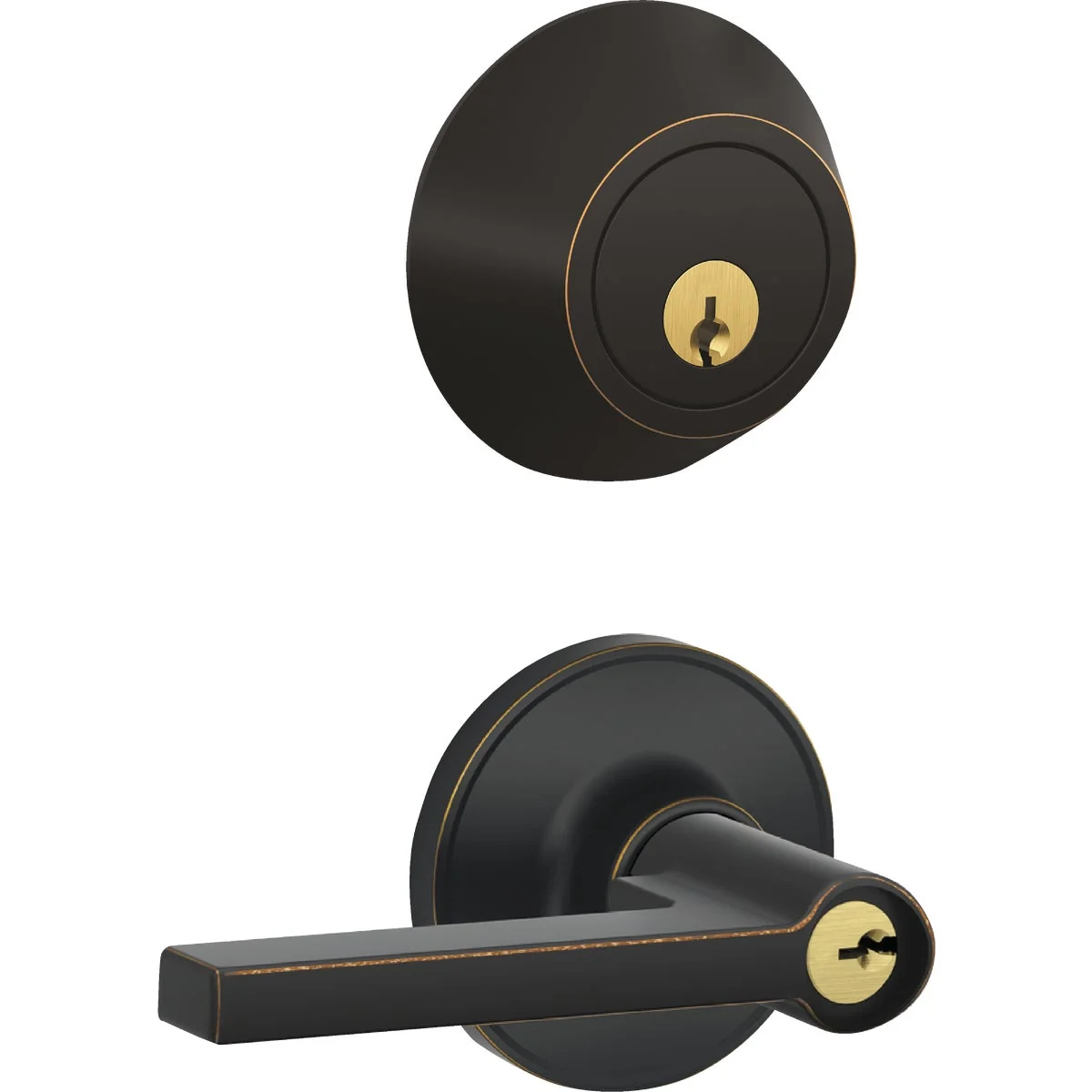 Effective Dexter Solstice Aged Bronze Single Cylinder Deadbolt Door Lever Combo Green