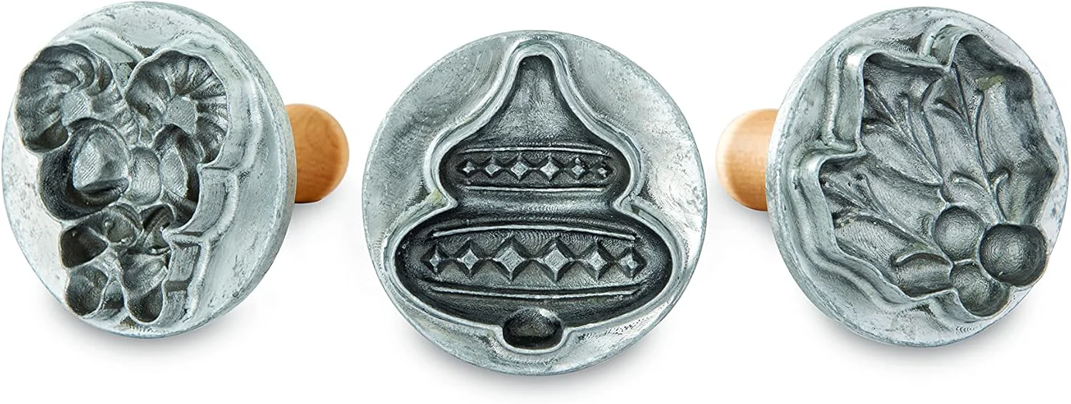 Refined Nordic Ware 01233 Holiday Cast Cookie Stamps 3-inch rounds Silver Premium Material
