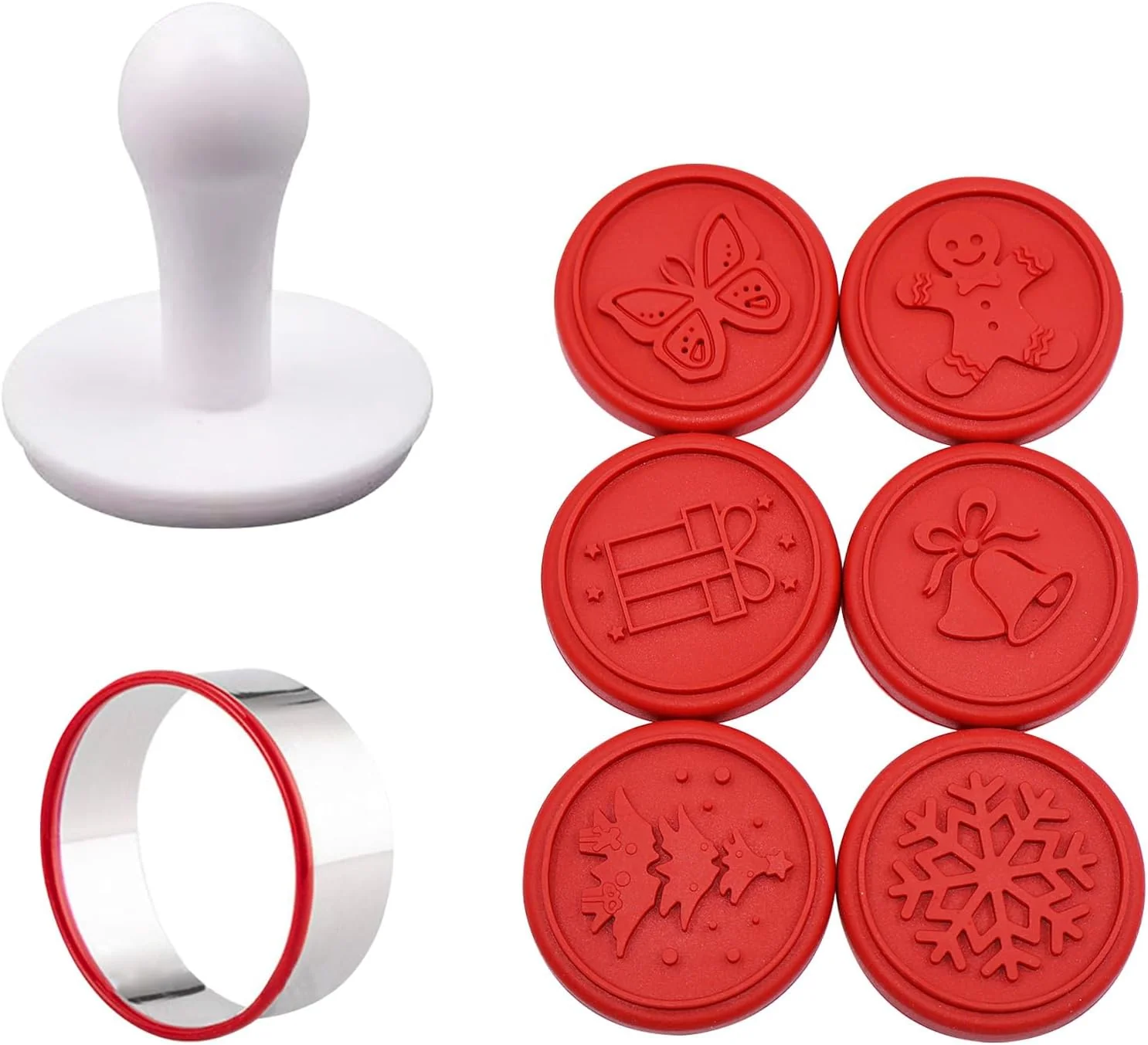 Professional Christmas Cookie Stamps Silicone Cookie Stamps Cookie Cutter Biscuit for DIY Christmas and Daily Baking Set of 6 Exclusive