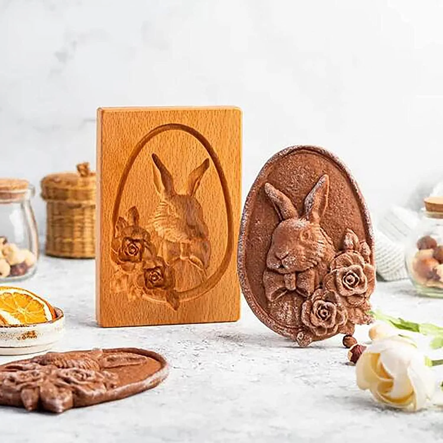 Secure Wooden Cookie Molds – DIY Shapes Cookie Stamp Gingerbread Pine Cone Rabbit Mold Durable