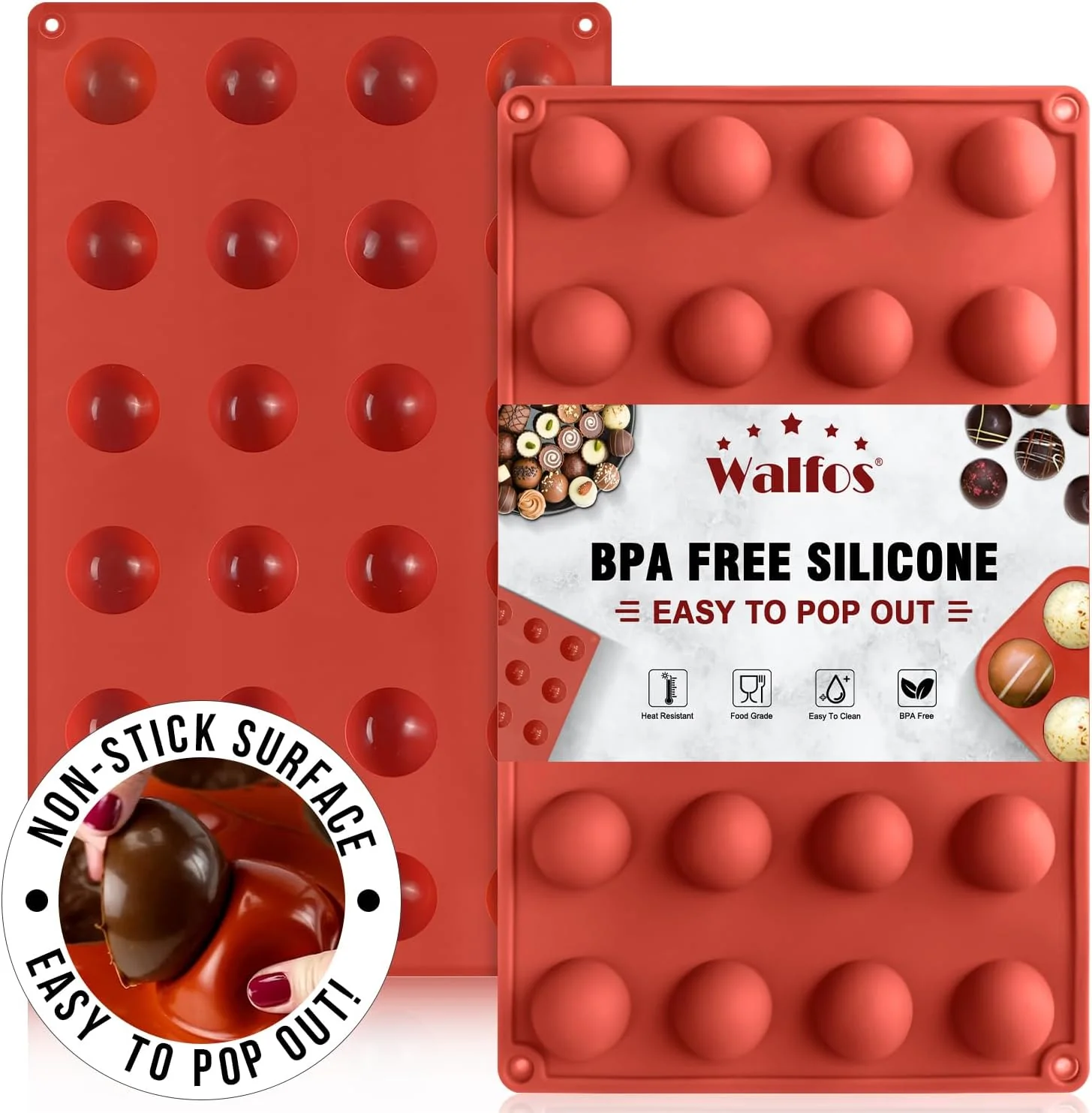 Top-Quality Mini 24-Cavity Semi Circular Silicone Mold 2 Packs Half Sphere Silicone Baking Molds for Making Jelly Chocolates and Cake Luxury