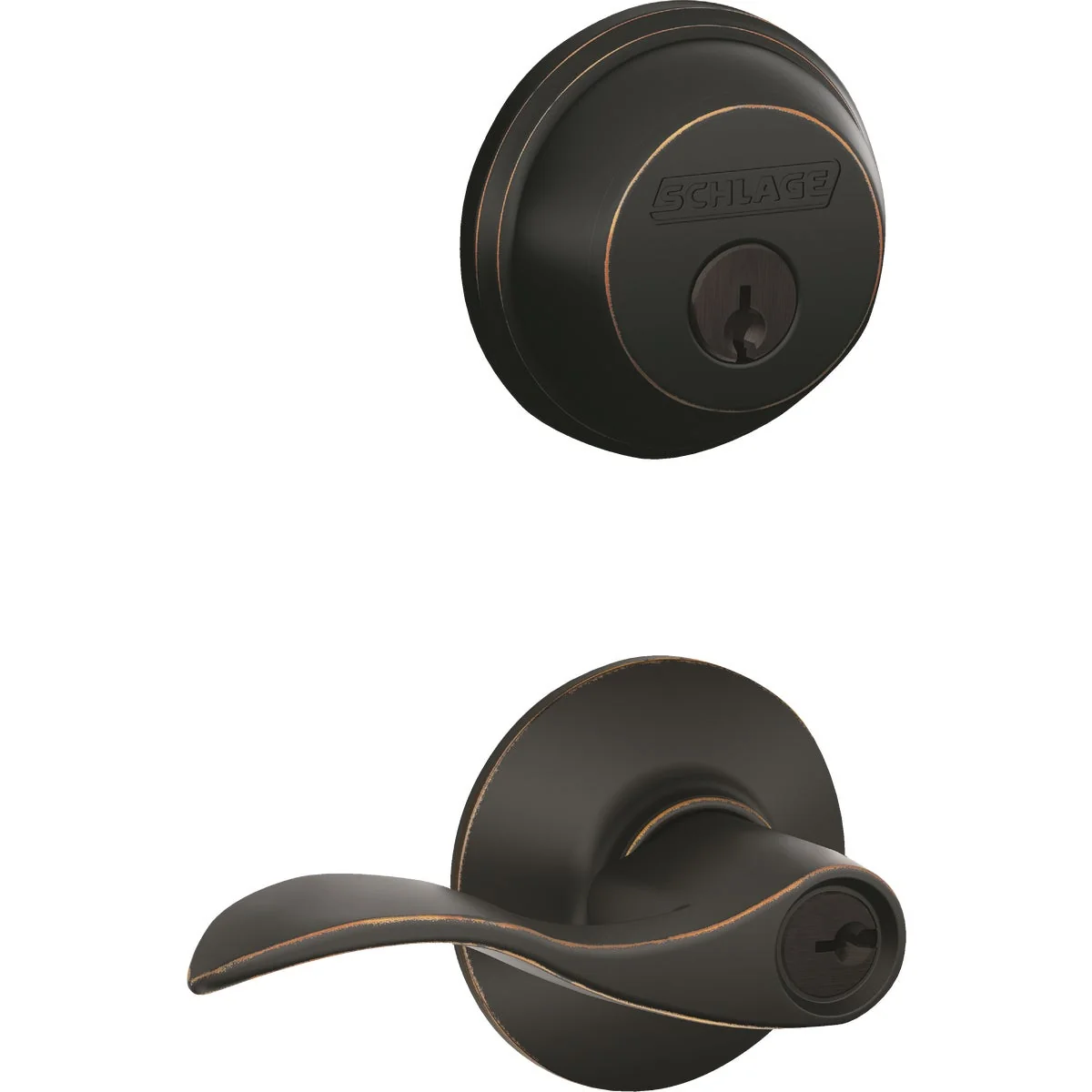Functional Accent Aged Bronze Single Cylinder Deadbolt Door Lever Combo Lockset Quality