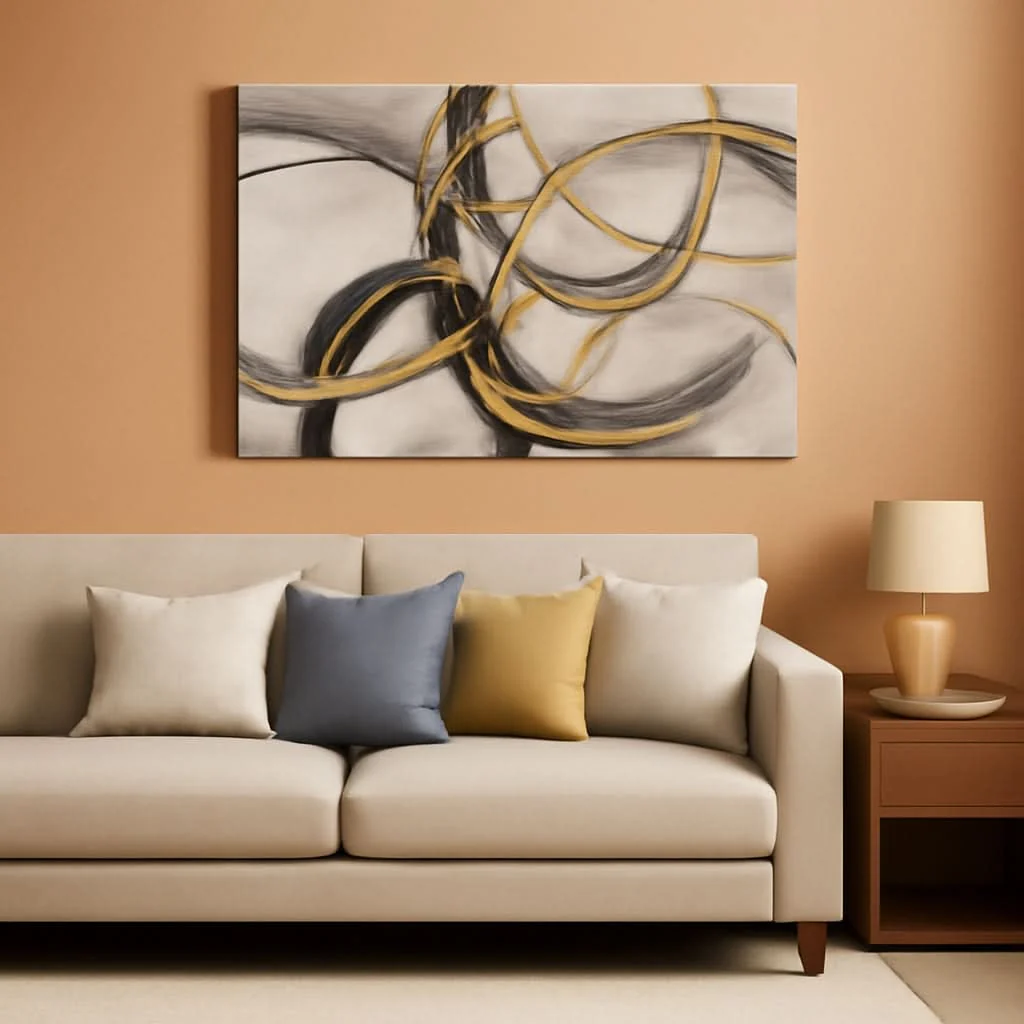 Solid Slate Gray Metallic Abstract Canvas Wall Art 24×48 Inches Convenient