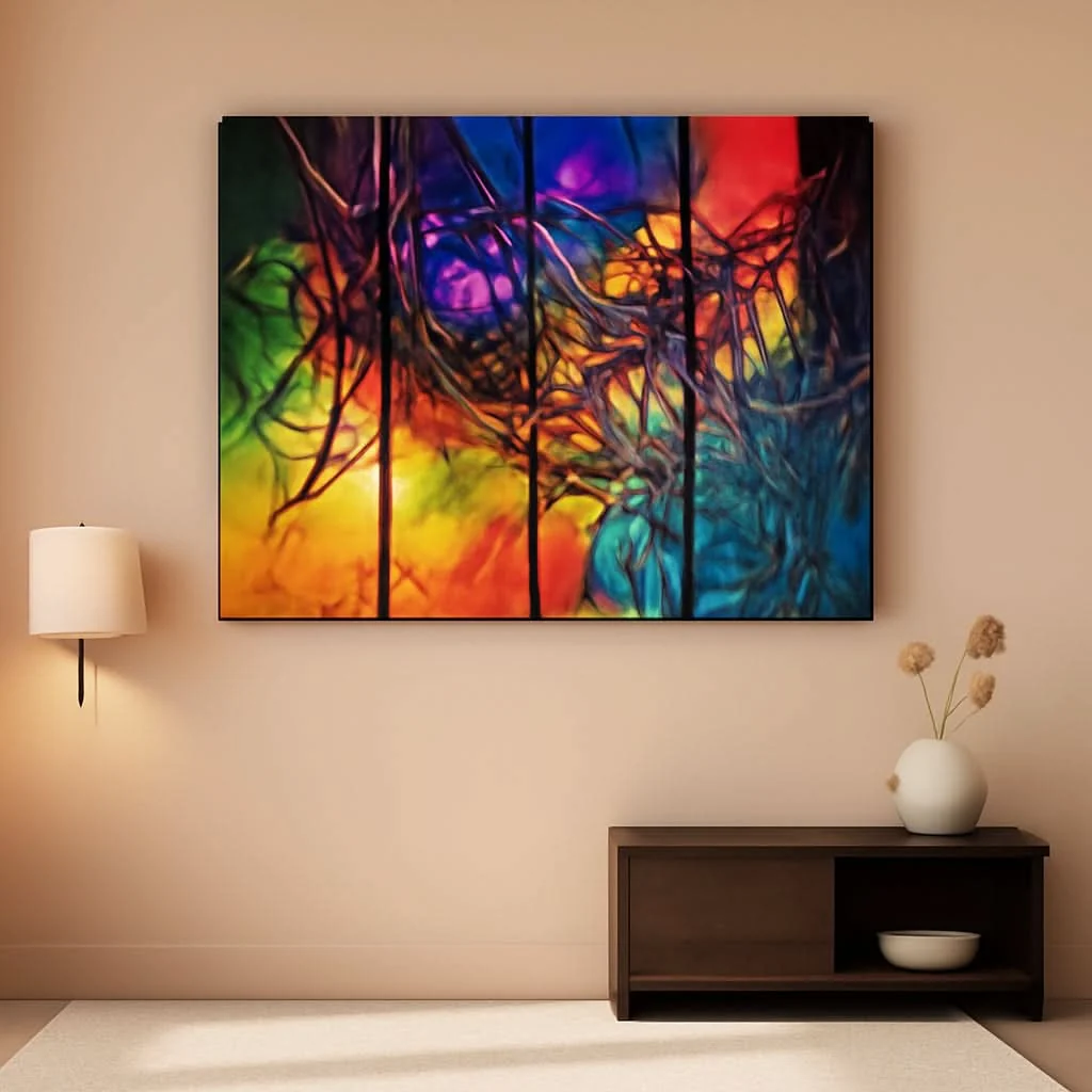 Minimalist Five Panel Abstract Heart Canvas Wall Art Extra Large World-Class