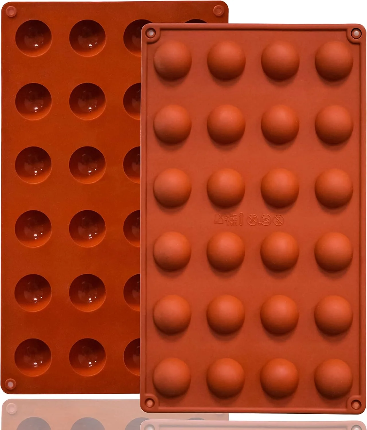 Dependable Mini 24-Cavity Semi Sphere Silicone Molds Non-Stick 2 Packs Half Sphere Silicone Baking Molds for Making Jelly Chocolates and Cake Clean