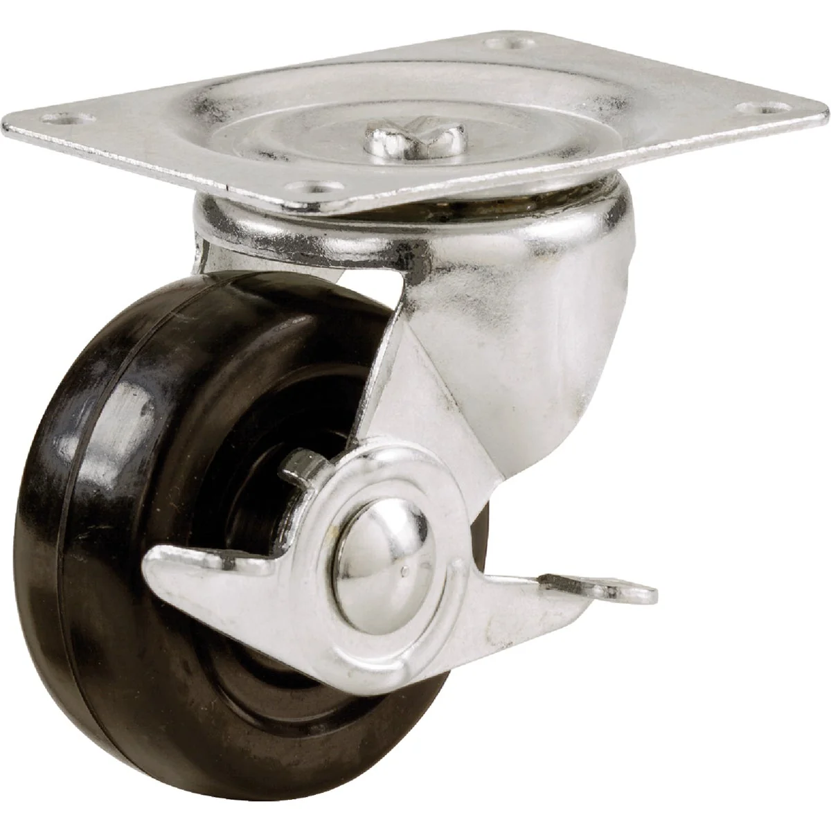 Premium Shepherd 2 In. General-Duty Soft Rubber Swivel Plate Caster with Brake Verified