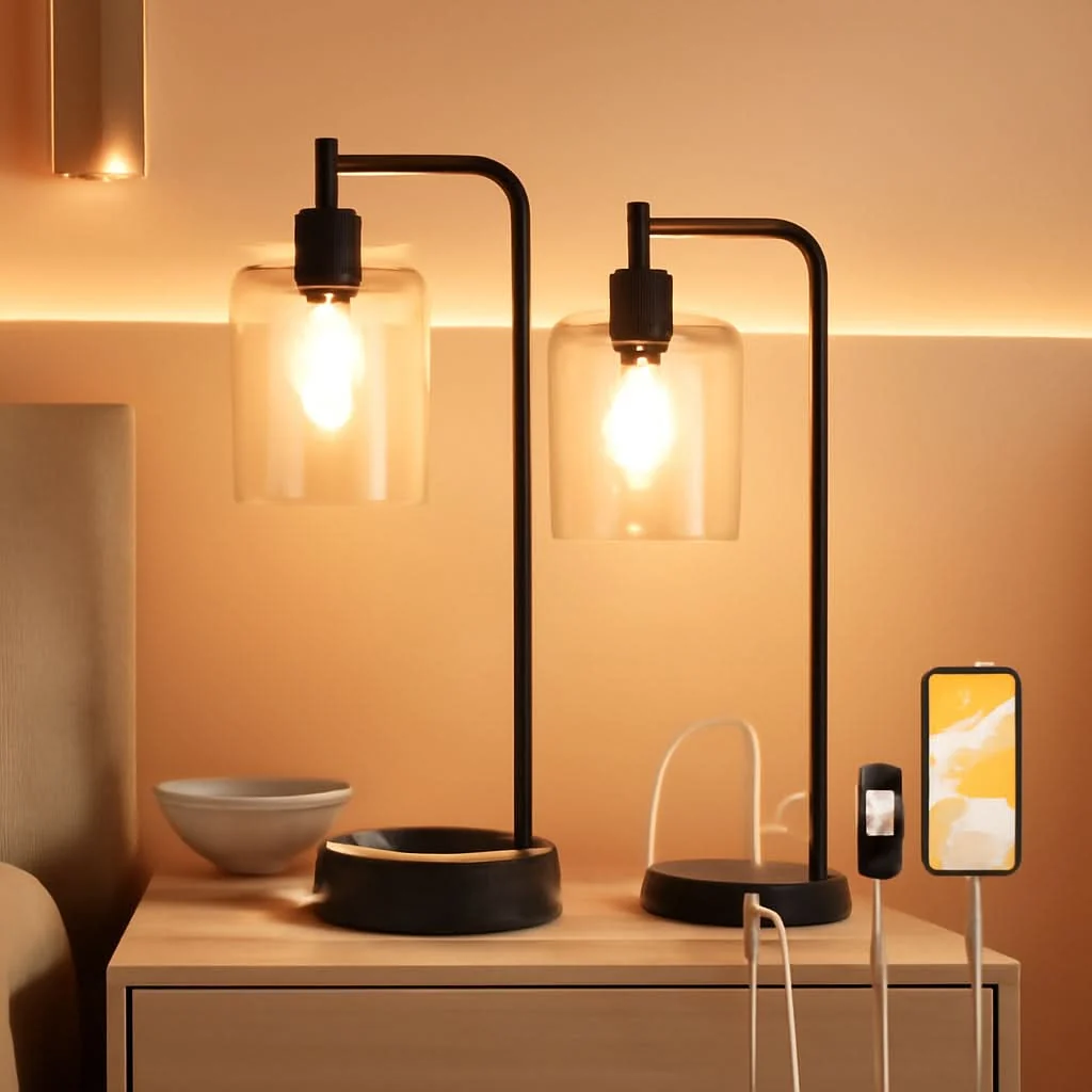 Artisan Industrial Touch Table Lamps 2 Pack Black 3 Way Dimming Original