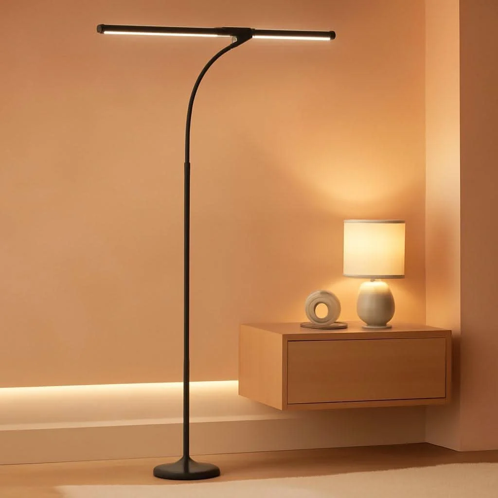 Fashionable Led Desk Lamp Black Adjustable Gooseneck Dual Head Clip Lamp Casual