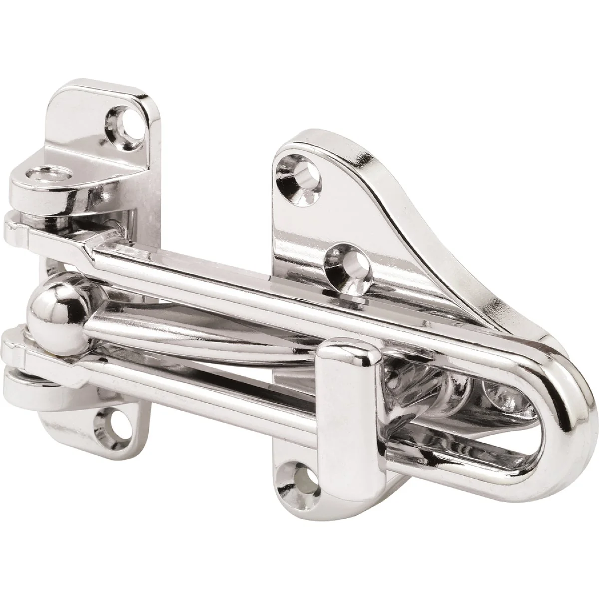 Sustainable Defender Security Chrome Swing Bar Door Guard with Lock Lightweight