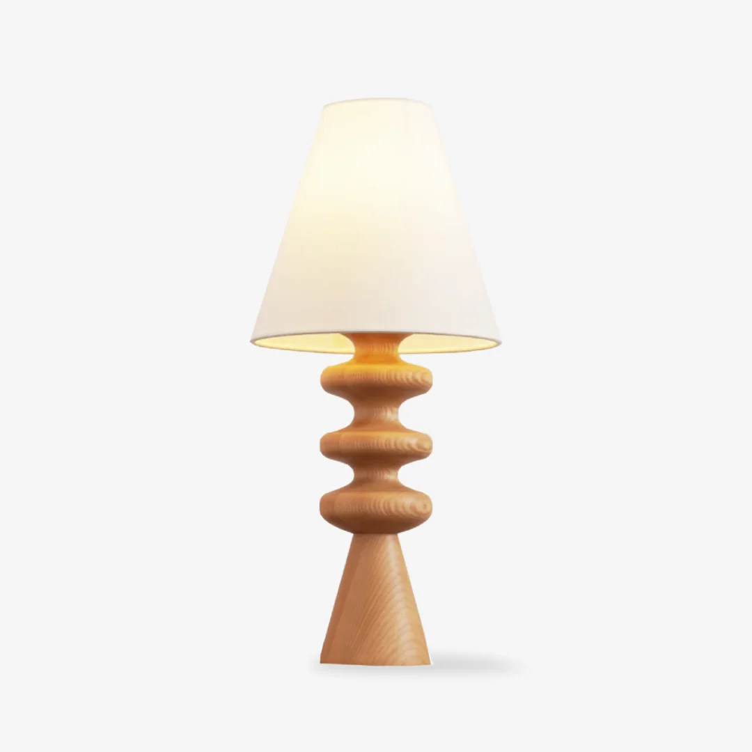 Enhanced Ripple Wood Table Lamp Authentic