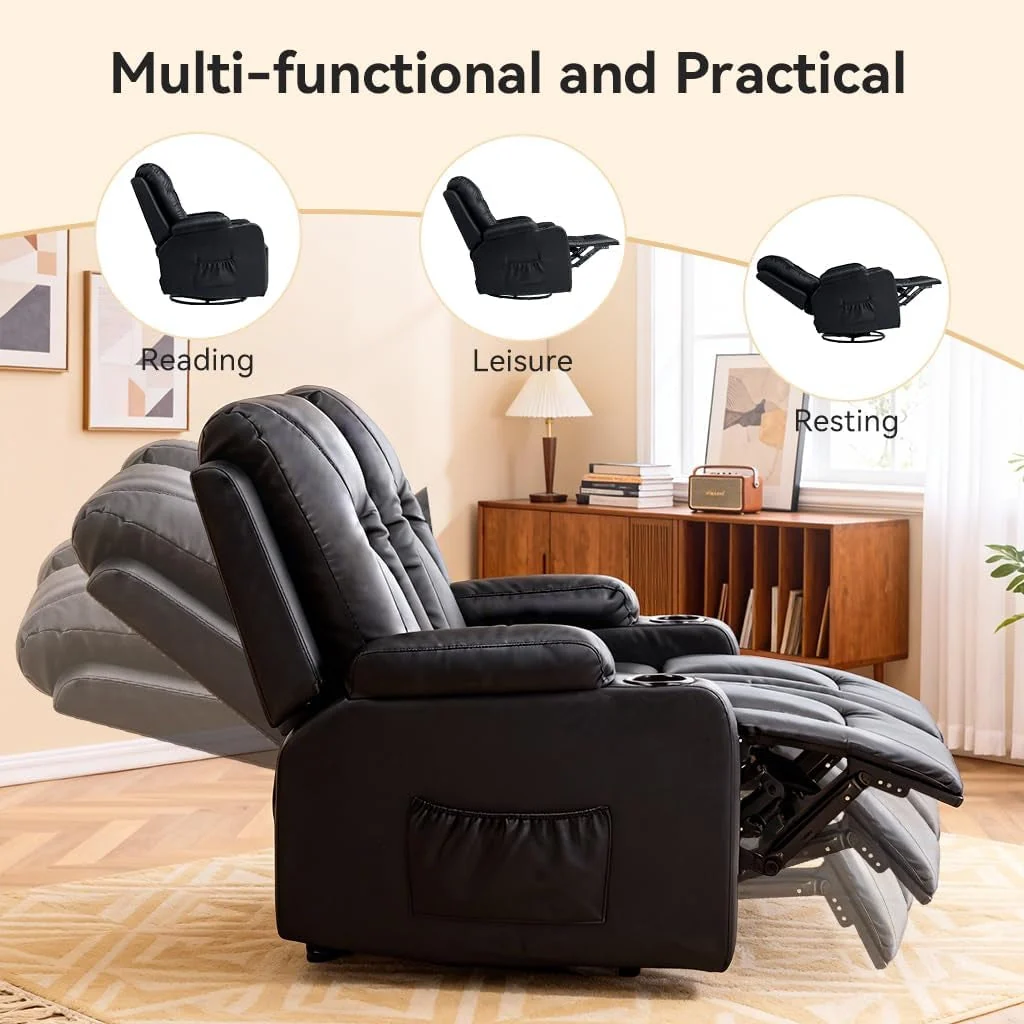 Optimized Faux Leatherette Manual Recliner Sofa Set Cupholders Traditional