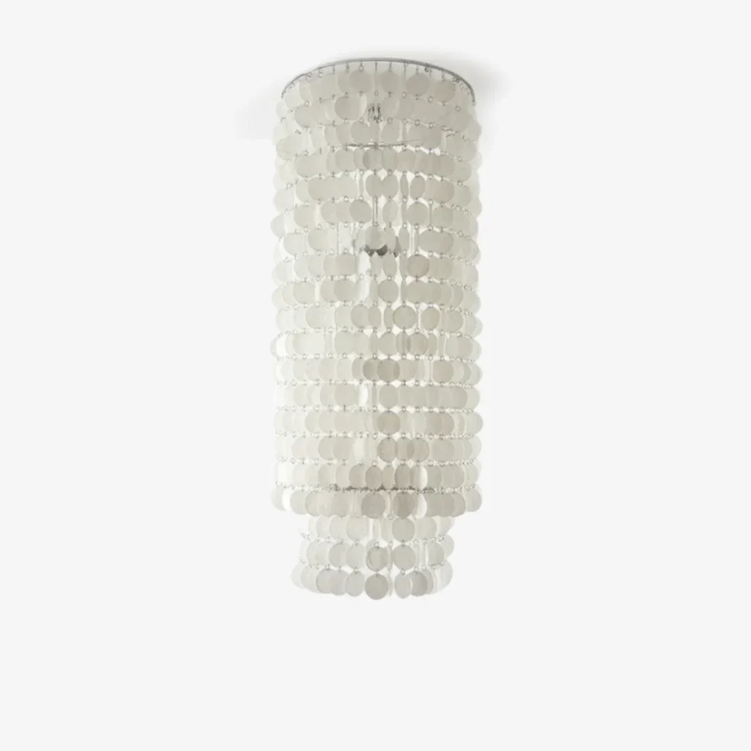 Minimalist Pearl White Shell Chandelier Green