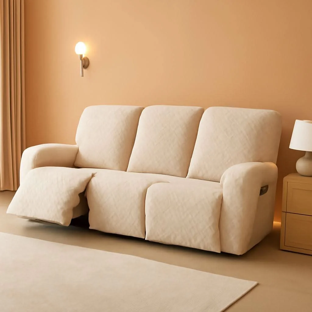 Original Design Beige Waterproof Recliner Sofa Cover Featuring Pockets Sustainable