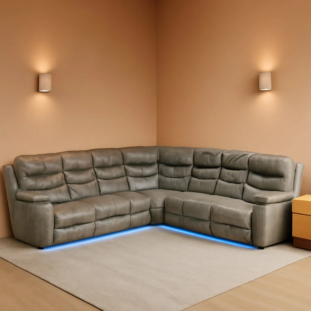 Organic Breathing Leather Power Recliner Sectional Sofa USB Dependable