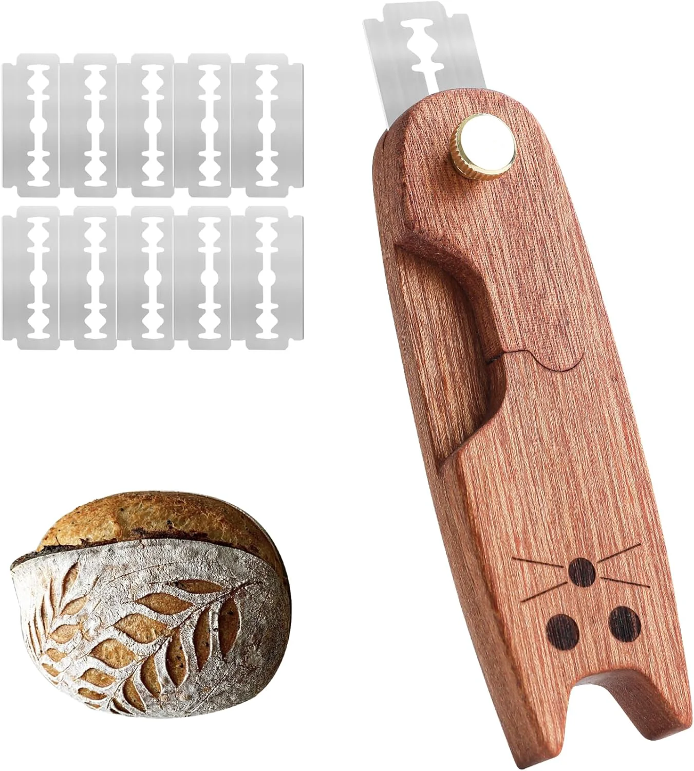 Original Design Bread Lame Sourdough Scoring Tools Bread Scorer Tool for Homemade Bread Dough Scoring Knife Bread Razor Tool with 10 Razor Blades High-Quality