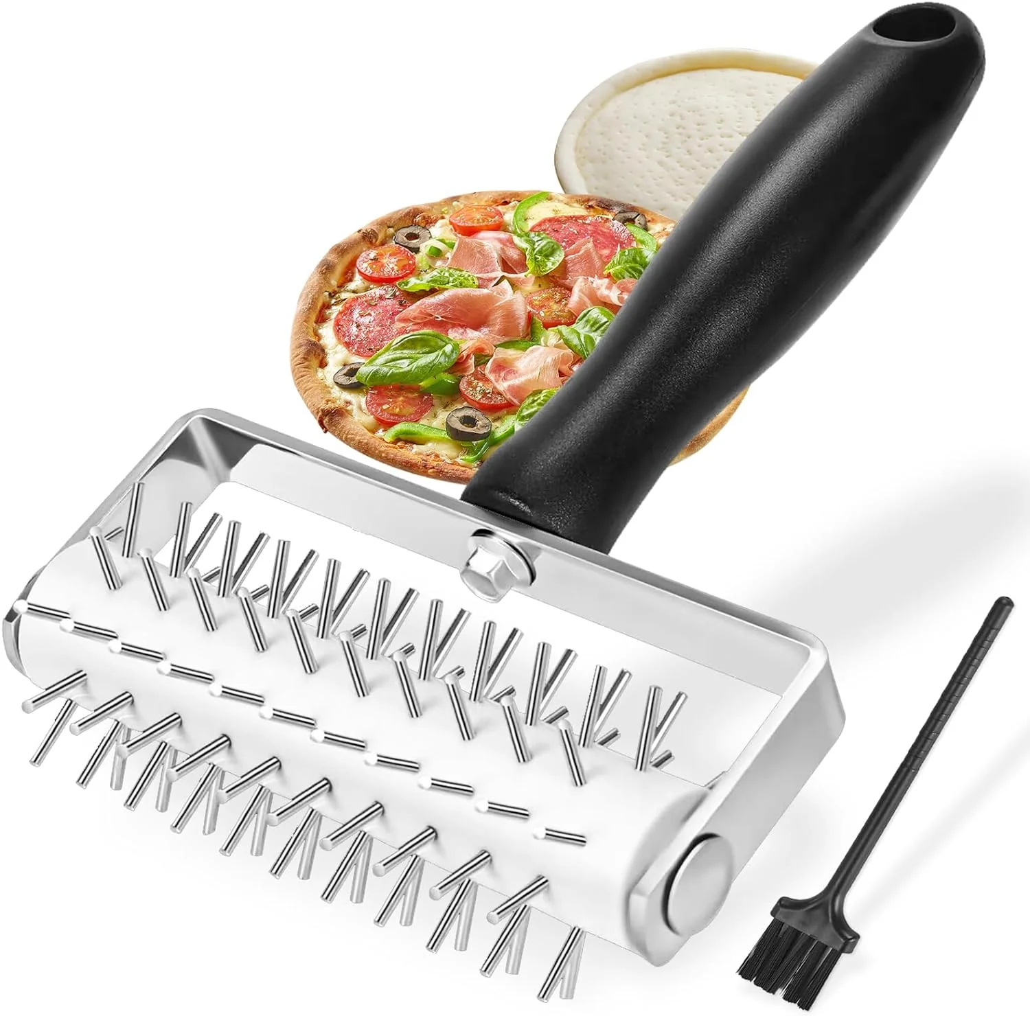 User-Friendly Pizza Dough Docker Premium Dough Roller with Stainless Steel Spikes Sturdy Pizza Docking Tool that Prevents Dough from Blistering Enhanced