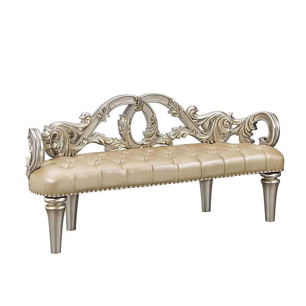 High-Performance Danae – Bench – Champagne Synthetic Leather Gold Authentic