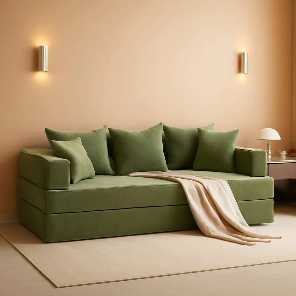 Advanced Green 79Inch Convertible Sleeper Couch With Pillows Soft