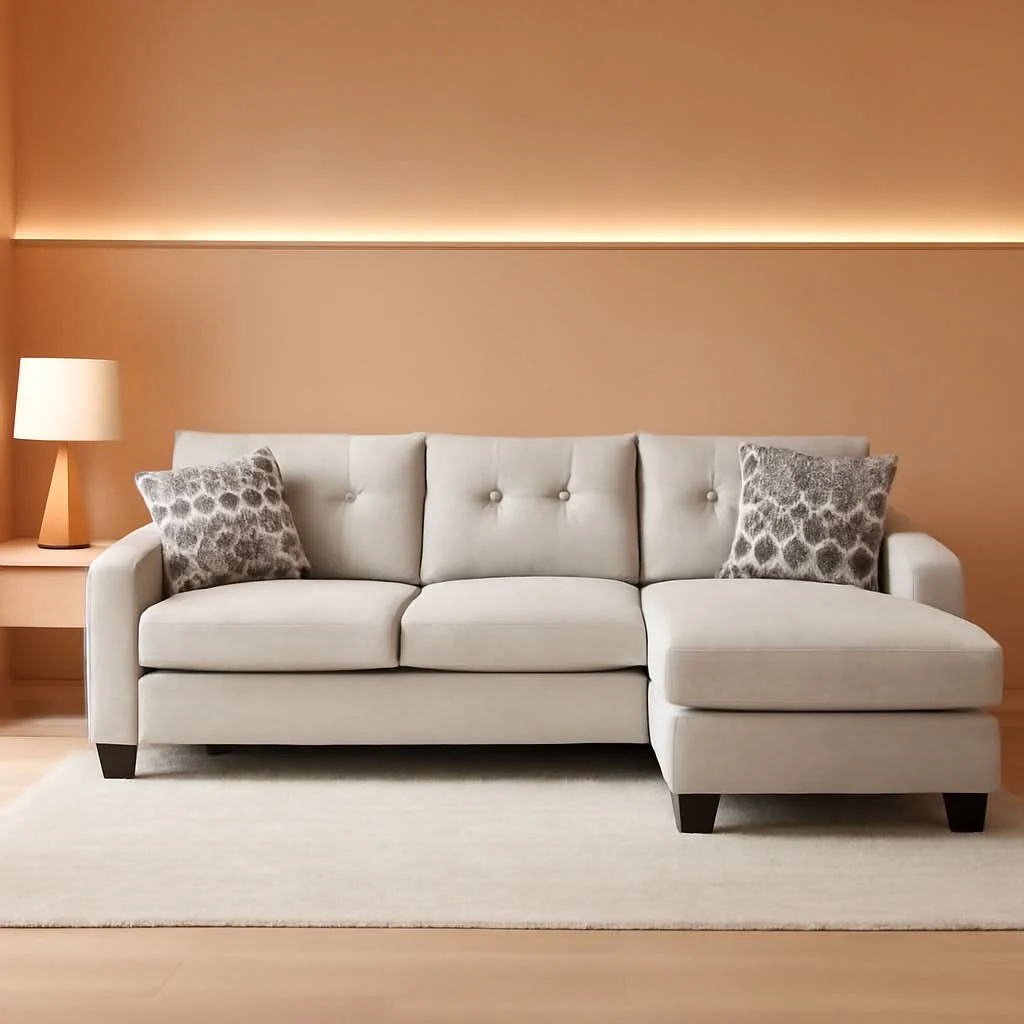 Versatile Beige Sleeper Sectional Featuring Chaise Memory Foam Prestigious