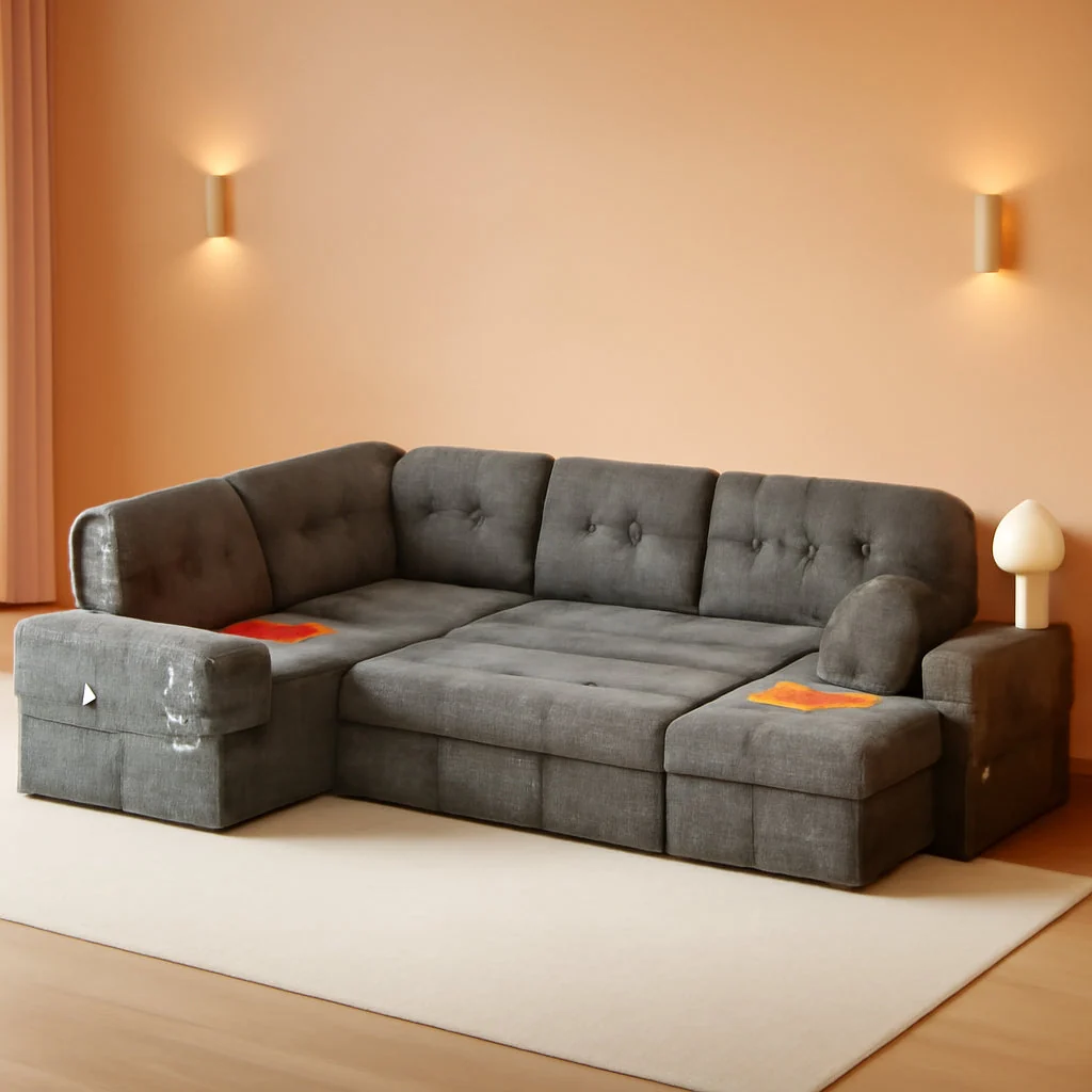 Exclusive Modular Sleeper Sofa 108Inch Grey Chenille Upholstered Minimalist