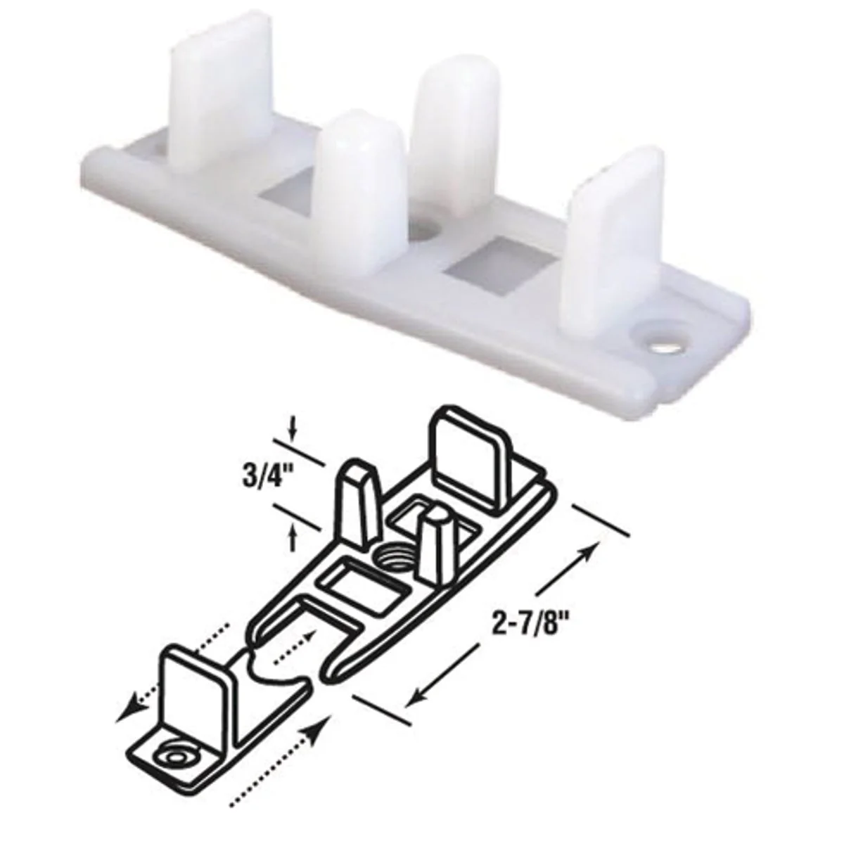 Advanced Prime-Line 3 4 In. Adjustable Nylon Base Bypass Door Bottom Guide 2 Count Verified