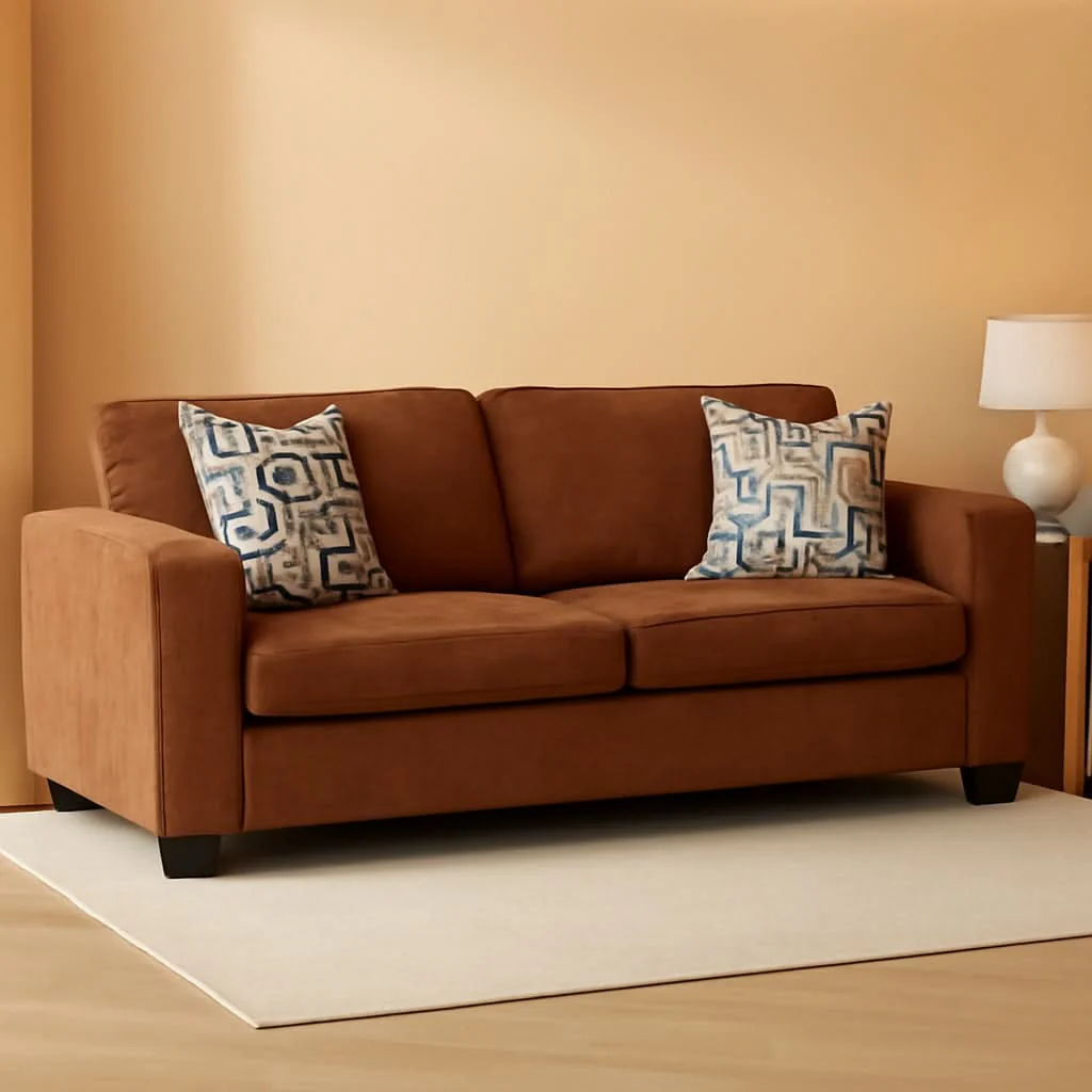 Fast Queen Burnt Orange Contemporary Luxury Sofa Sleeper Enhanced