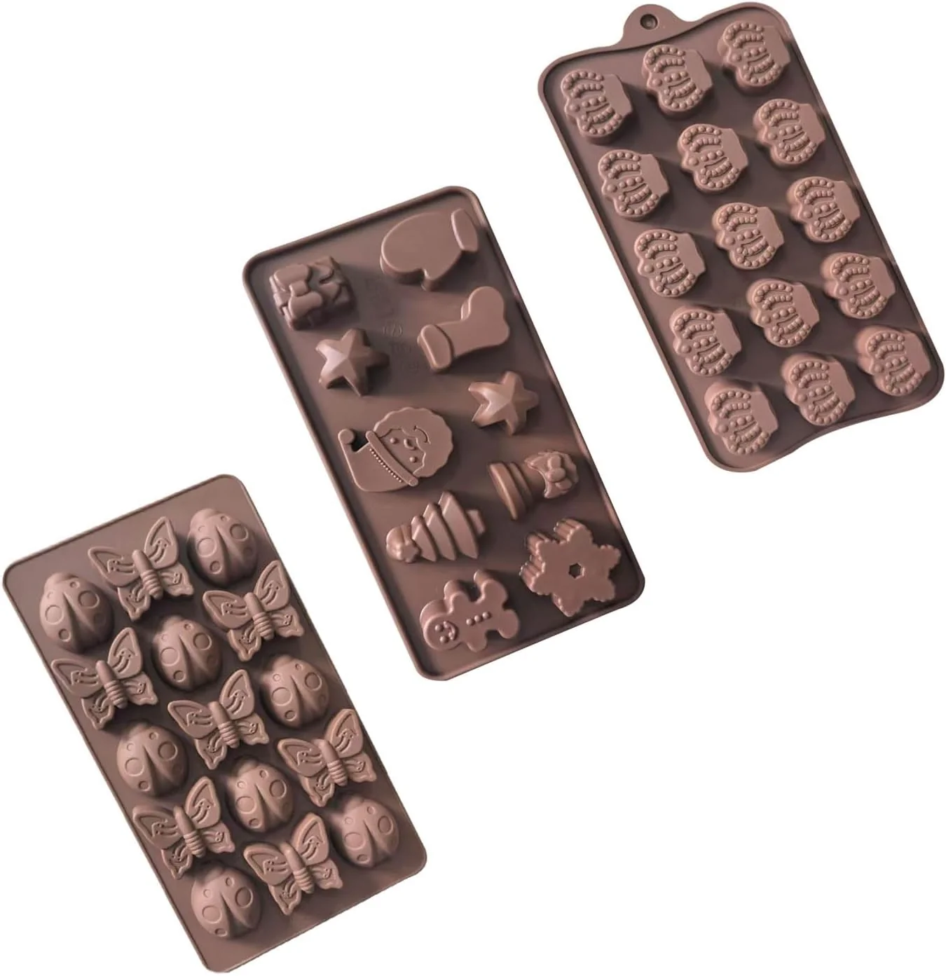 Versatile La chat 3 Packs Silicone Molds for Chocolate Food Grade no-stick Baking candy and butter Mold with different shape 3 packs chocolate molds Traditional