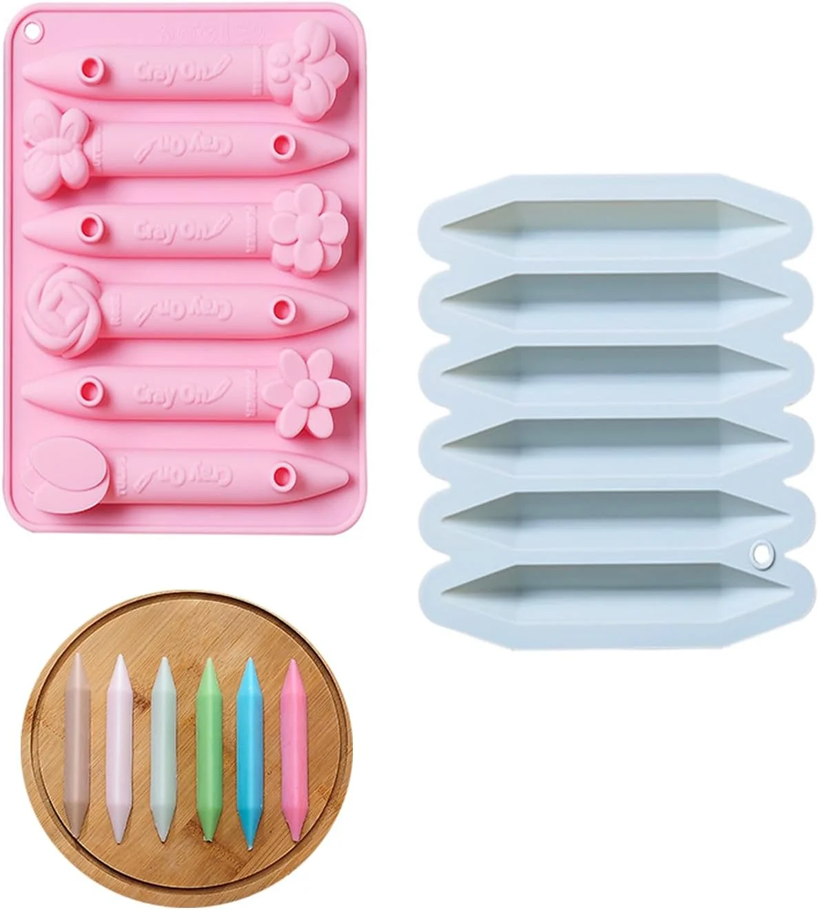 Crafted Crayon Mold 2 Pack Crayon Recycling Molds 3D Crayon Silicone Mold Tipped Crayon Mold Oven Safe Candy Chocolate Making Molds for Kids Reusable Top-Quality