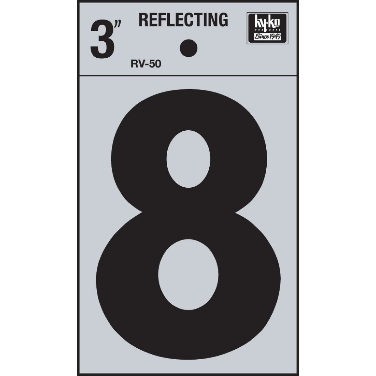 Minimalist Hy-Ko Vinyl 3 In. Reflective Adhesive Number Eight Classic