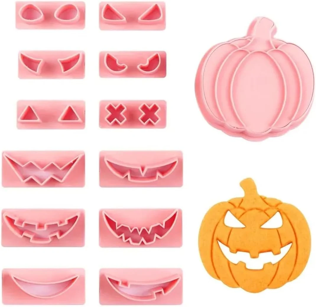 Excellent 13Pcs Halloween Cookie Cutter Set Pumpkin Face Halloween Cookie Mold Biscuit Mold 3D Hollow Out Pumpkin Cake Baking Fondant Embosser Stamps Halloween Carefully Designed