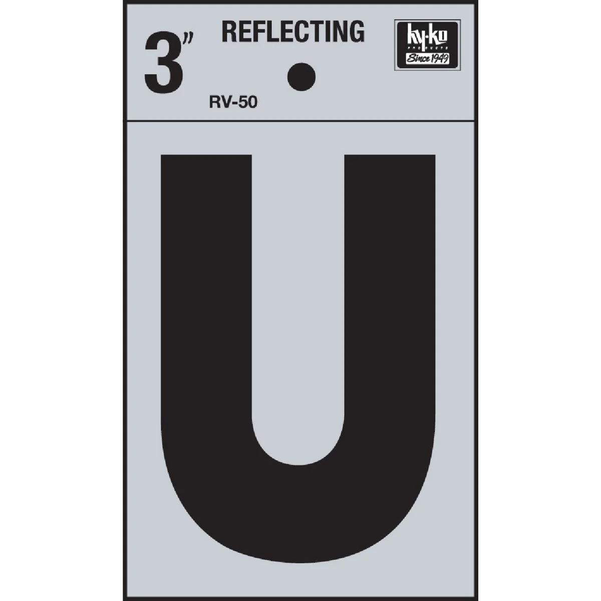 Recyclable Hy-Ko Vinyl 3 In. Reflective Adhesive Letter U Excellent
