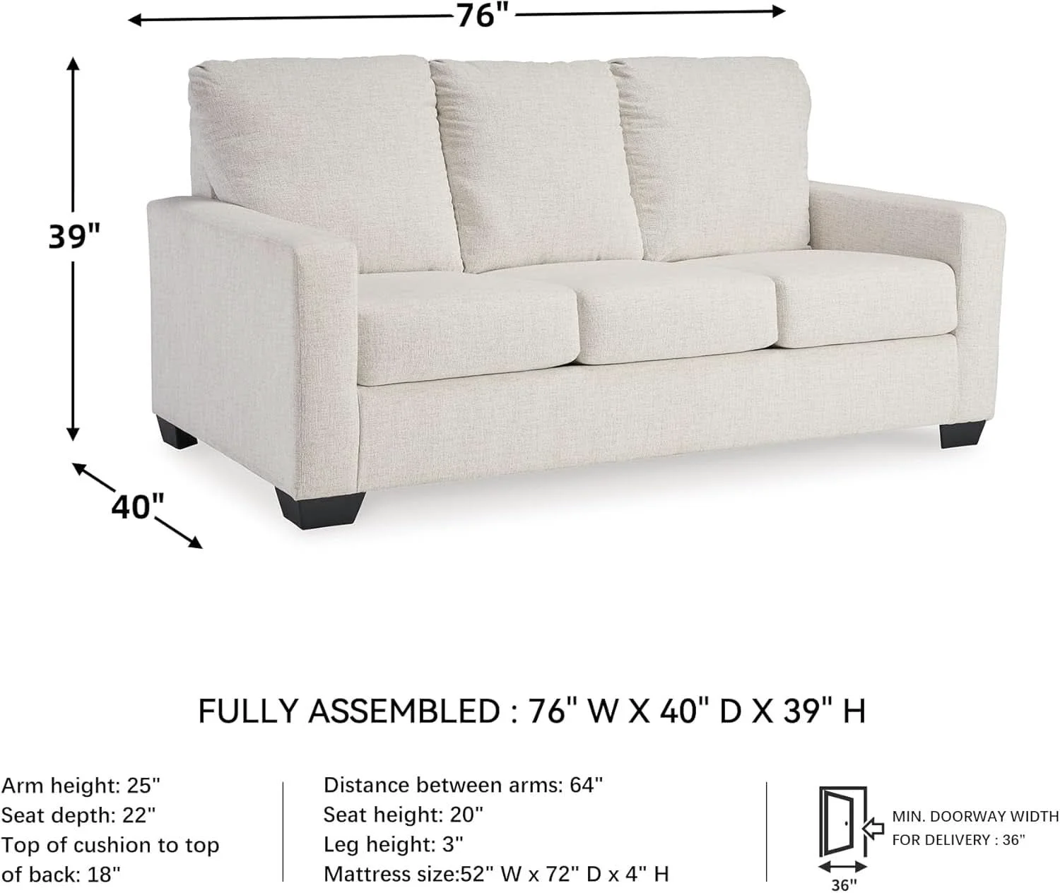 Clean Rannis Coastal Pro 2in1 Sofa Sleeper GelMemoryFoam Selected