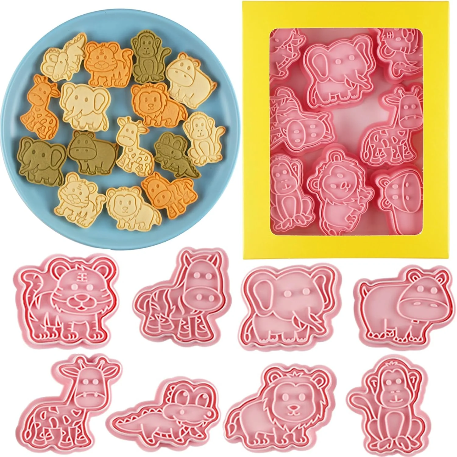 Selected 8 Pcs Animal Cookie Cutters Set Baking Molds 3D Animal Press type Cookie Cutter for Baking Fondant Cheese and Pastries Genuine