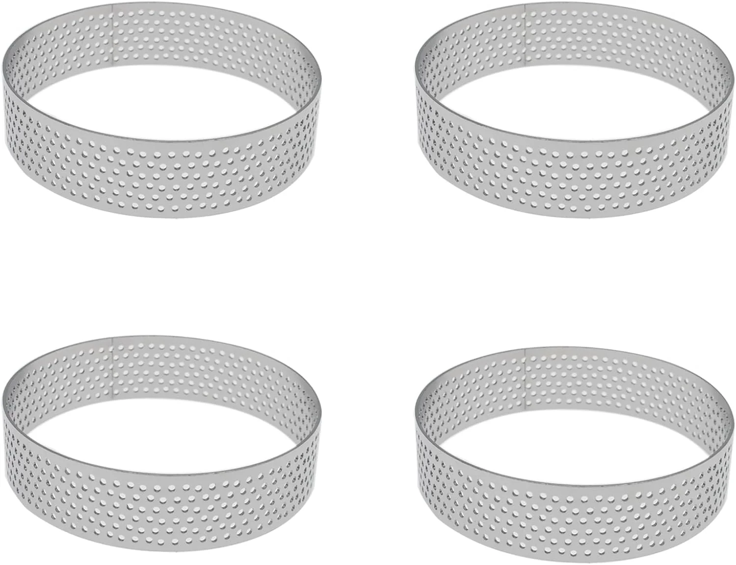Artisan 4 Pcs Perforated Tart Rings for Baking 3.15 Cake Mousse Ring Stainless Steel Circle Tartlet Molds Reusable