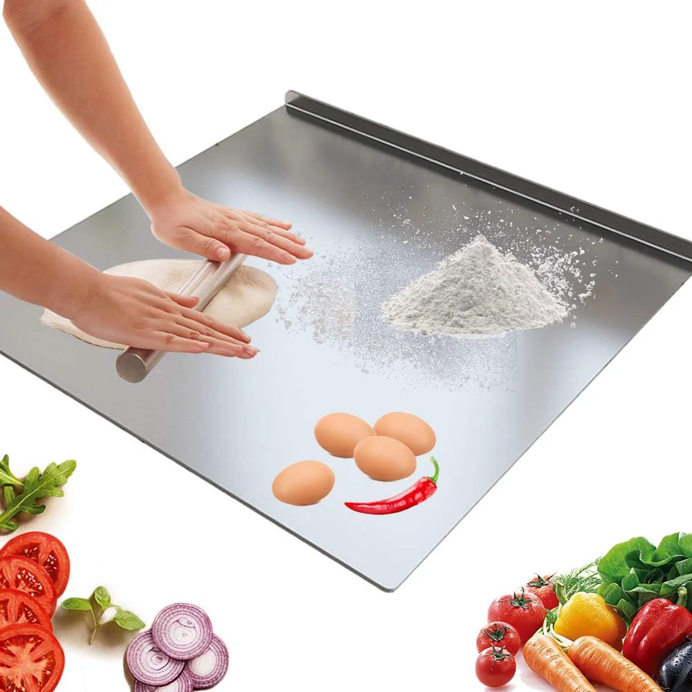 Organic LandHope Large Cutting Board 304 Stainless Steel Cutting Board Metal Baking Mat Non Stick Thick Board Cutting Fruit Vegetable Meat Kneading Rolling Premium Material