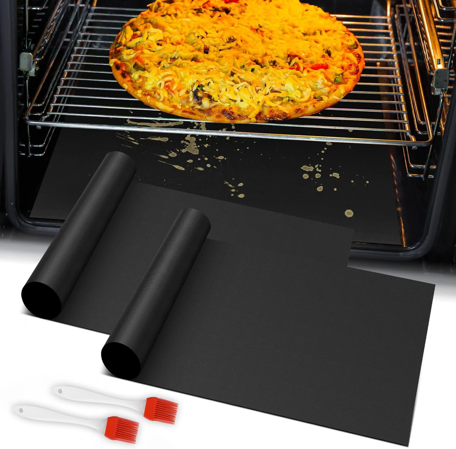 Trendy Oven Liner for Bottom of Oven 2 Pack Heavy Duty Oven Liners for Electric Stove Heat Resistant Stovetop Protector Air Fryer Grill Mat Solid