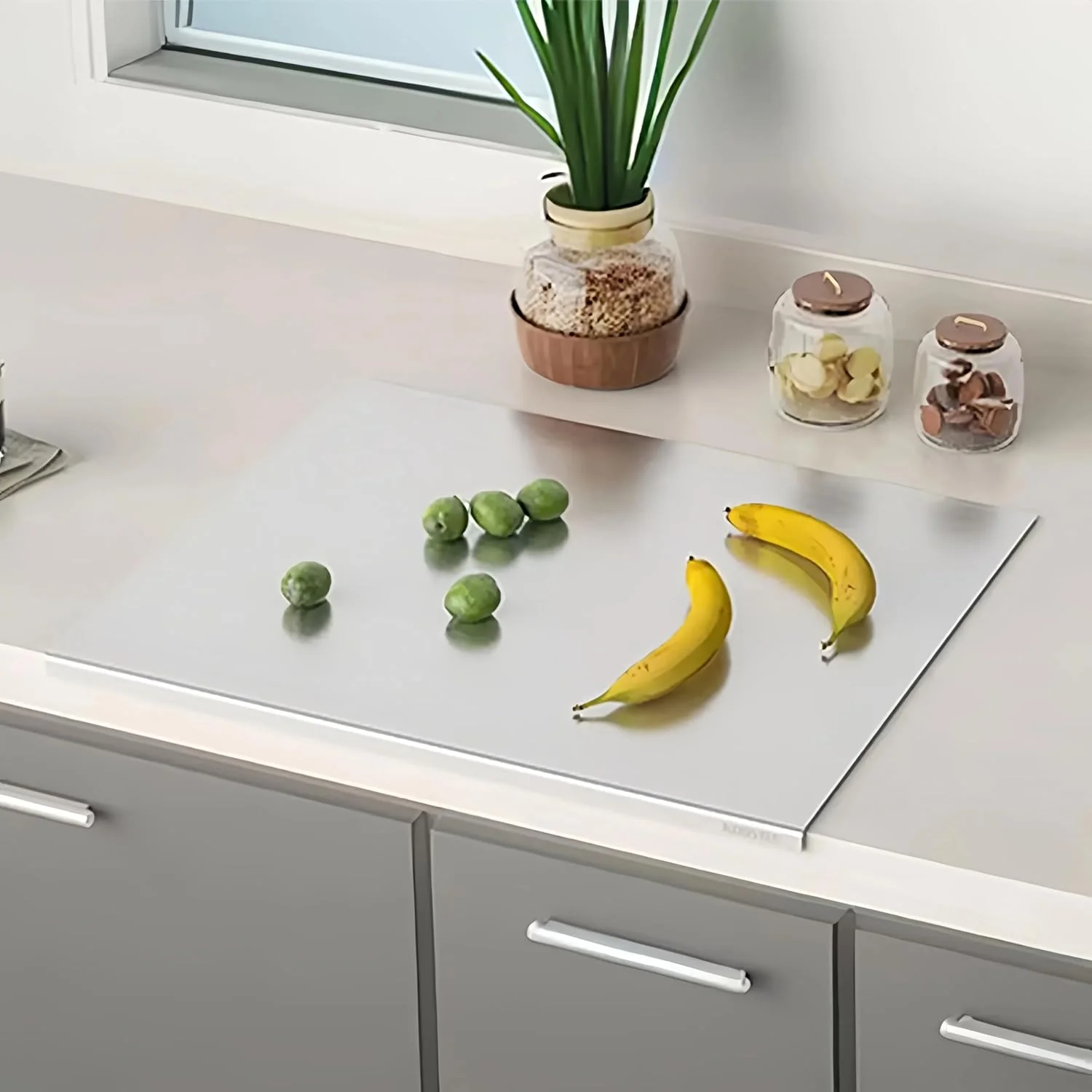 Optimized Korvos Stainless Steel Cutting Board 15.7 x 11.8 Double-Sided Metal Cutting Board for Kitchen Chopping Board with Lip Non-Slip Mat Easy to Clean Elite