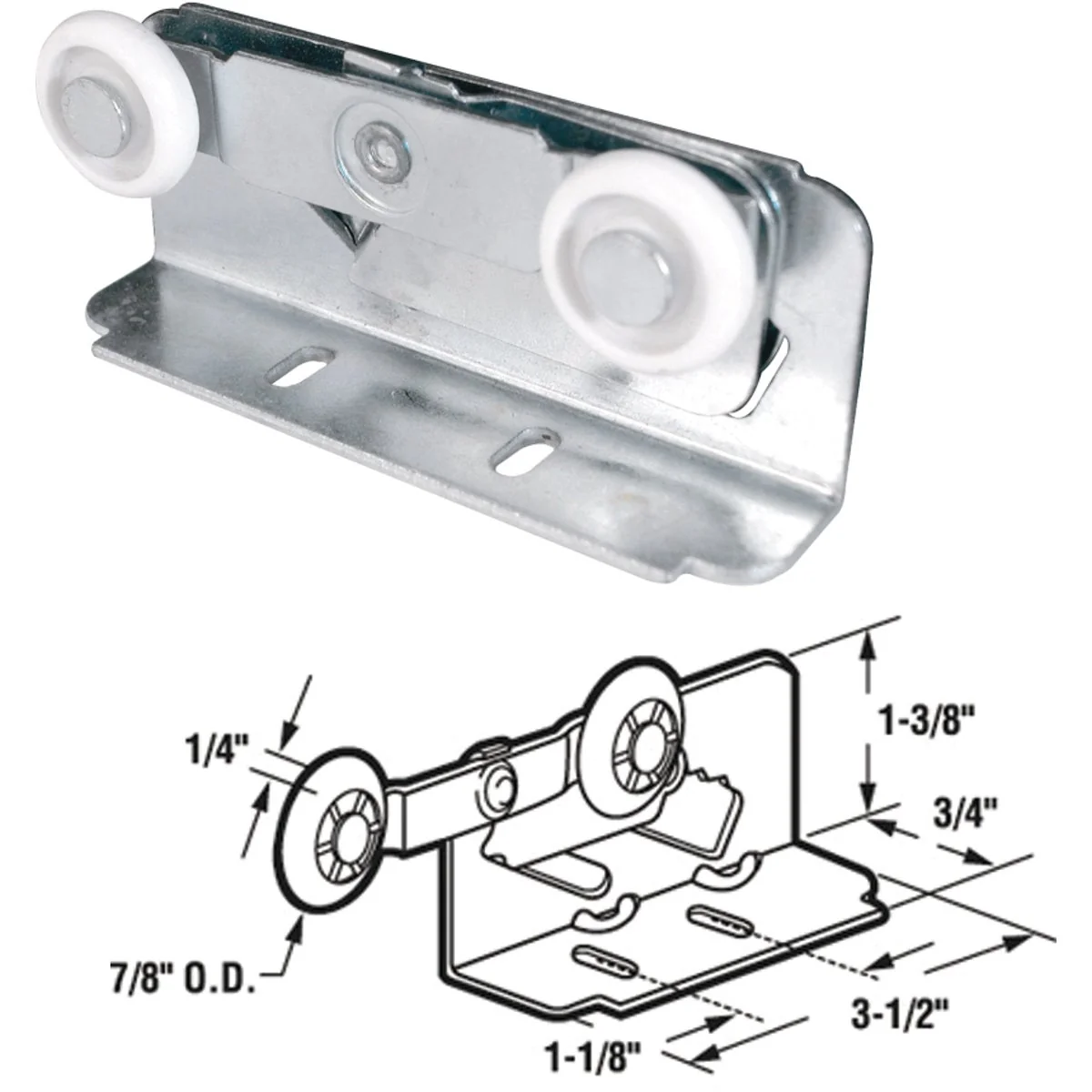 Modern Prime-Line 7 8 In. Double Wheel Pocket Door Hanger 2-Count Secure