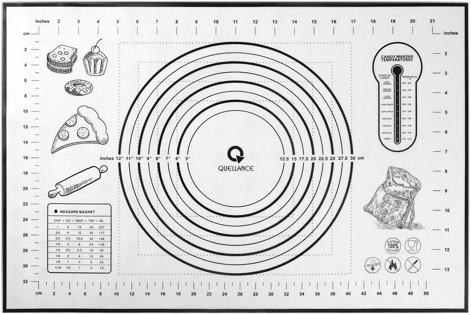 Professional Silicone Baking Mat Extra Large Pastry Mat with Measurement Kitchen Counter Mat for Pie Crust Pizza and Cookies – BPA Oven Liner Kneading Matts 16 x 24 Black First-Class