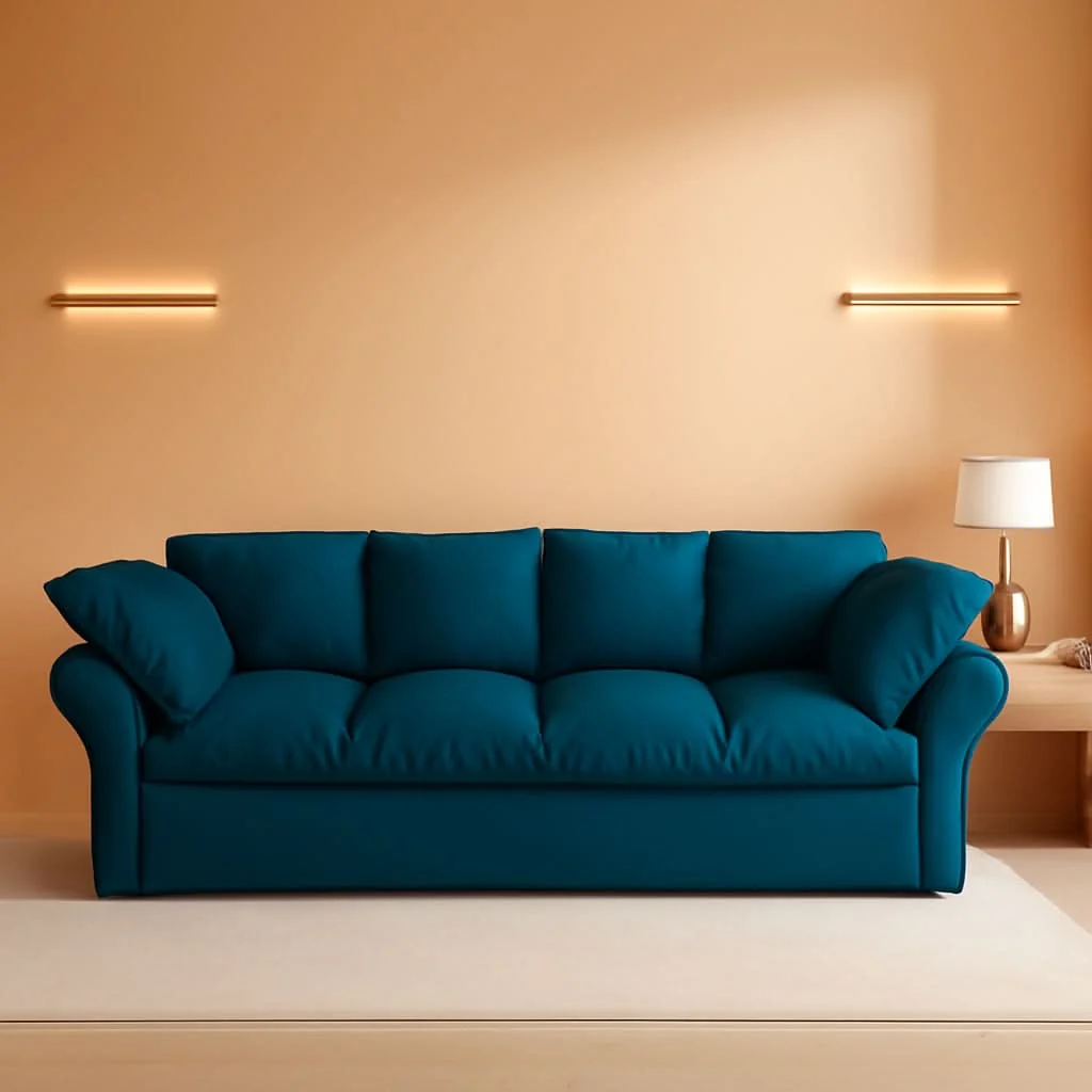 Exclusive Blue Queen Size Three In One Convertible Sleeper Sofa Natural