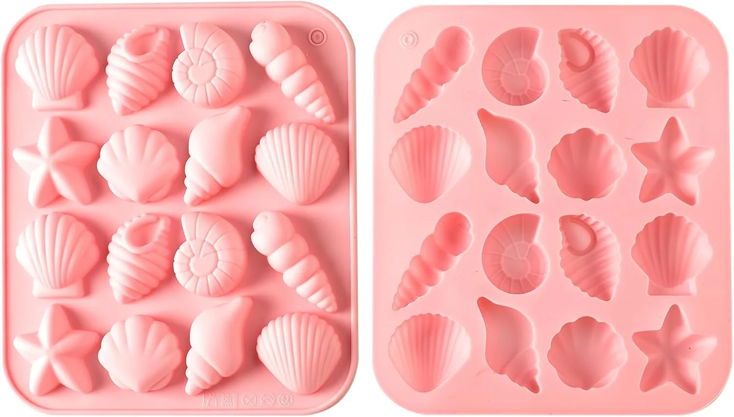 Official 2-Pack rice flour Seashell Silicone Molds for Chocolate Candy Baking Decorations rice flour Recyclable