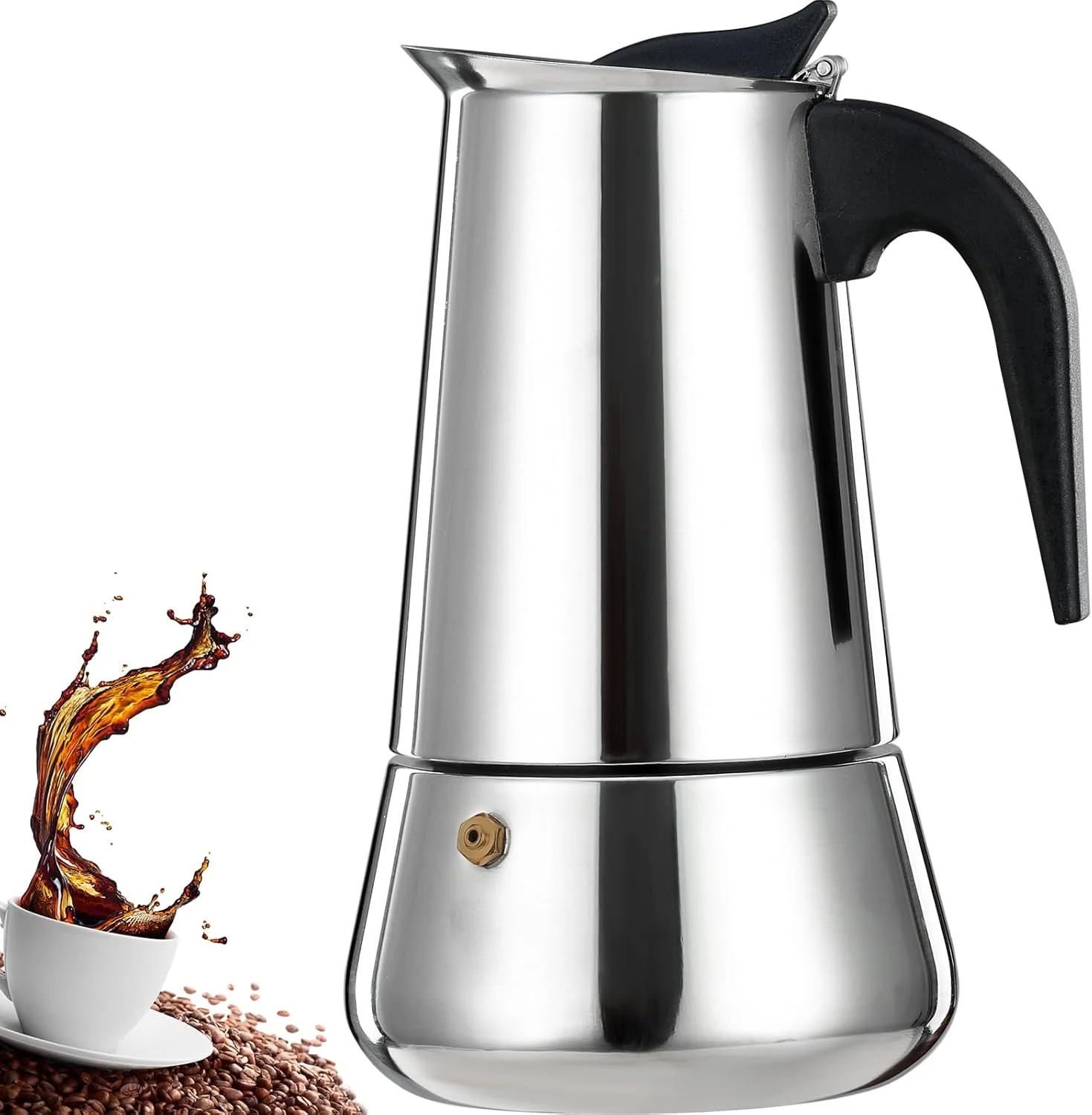 High-Performance 6 Cup Stovetop Espresso Maker Stainless Steel Moka Pot Stove Top Percolator Italian Coffee Makers Capable Mocha Greca Machine Cafe Classic Induction Cookers for Home and Camping 300ml 10oz Healthy