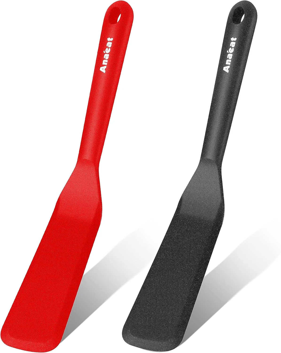 Safe Anaeat Silicone Thin Spatula Set of 2 – Mini Brownie Serving Spatulas – Non Stick Spurtle Turner for Easy Cooking Eggs Omelet Pancake Burgers Classic