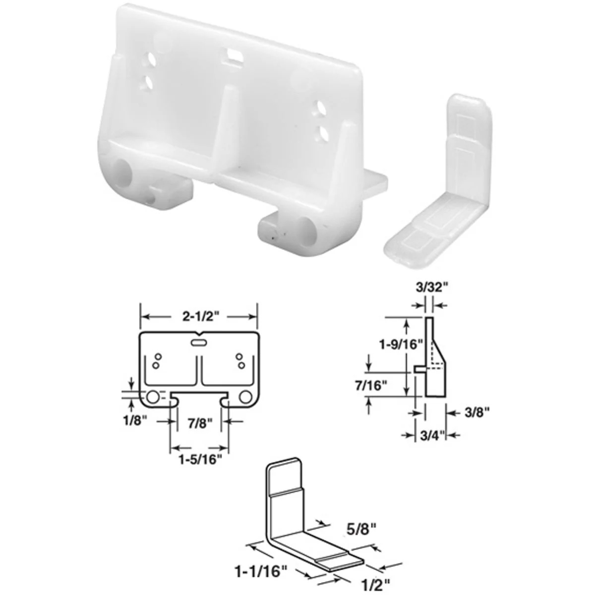 Trendy Prime-LIne Polyethylene White Track Guide for 1 8 In. x 1-5 16 In. Track 2 Count Fast