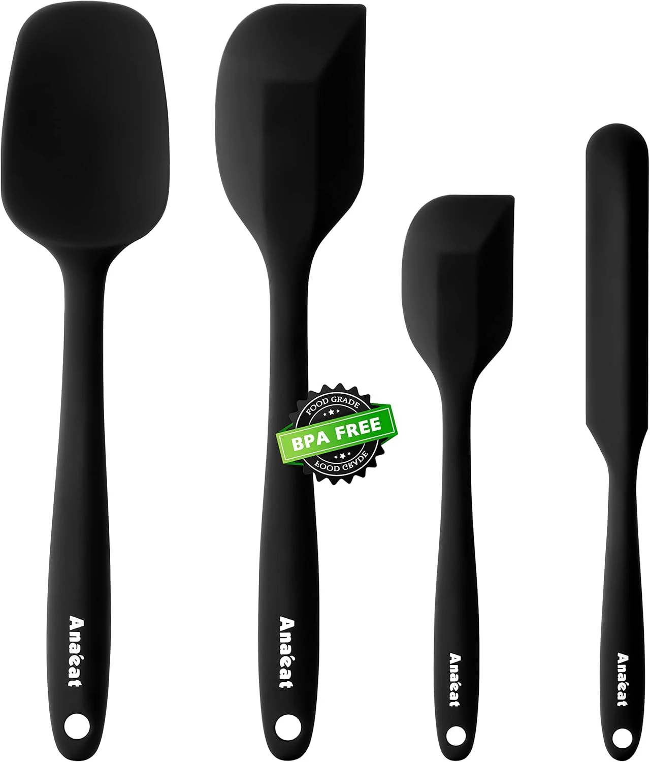 Crafted Anaeat 4 Piece Silicone Spatula Set – Seamless One-Pieces Design – Non Stick Rubber Spatulas Kitchen Scraper for Baking Cooking Scraping Mixing Professional